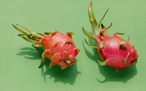 Two fresh dragon fruits  from Chrome web store to be run with OffiDocs Chromium online