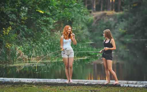 Two girls fishing  from Chrome web store to be run with OffiDocs Chromium online