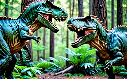 Two lively model dinosaurs  from Chrome web store to be run with OffiDocs Chromium online