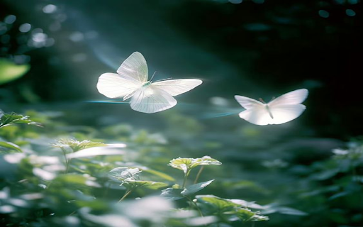 Two white butterflies Wallpaper  from Chrome web store to be run with OffiDocs Chromium online