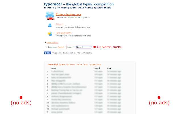 Typeracer Companion  from Chrome web store to be run with OffiDocs Chromium online