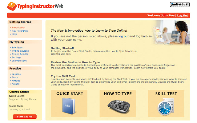 Typing Instructor Web  from Chrome web store to be run with OffiDocs Chromium online