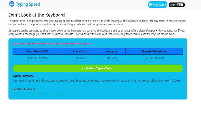 Typing Speed Practice  from Chrome web store to be run with OffiDocs Chromium online