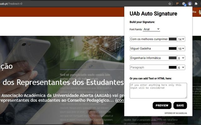 UAb Auto Signature  from Chrome web store to be run with OffiDocs Chromium online