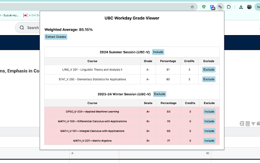 UBC Workday Grade Viewer  from Chrome web store to be run with OffiDocs Chromium online