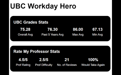 UBC Workday Hero  from Chrome web store to be run with OffiDocs Chromium online