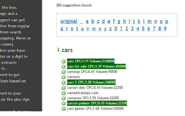 Ubersuggest CPC  Search Volume Enhancer  from Chrome web store to be run with OffiDocs Chromium online