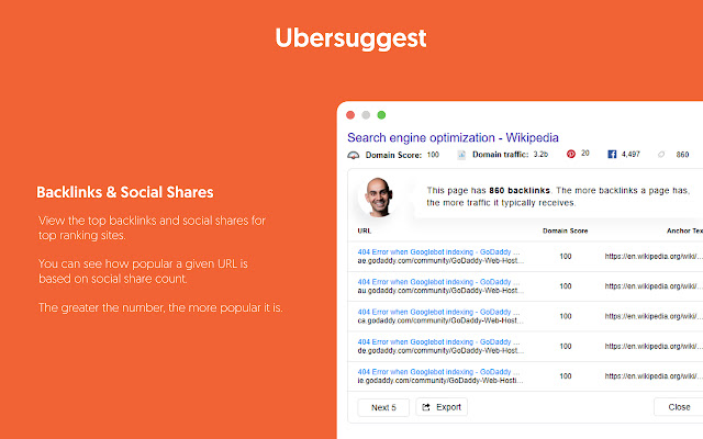 Ubersuggest SEO and Keyword Discovery  from Chrome web store to be run with OffiDocs Chromium online