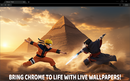 Uchiha Itachi vs Naruto: Epic Clash in the Shadows of Giza Live Wallpaper  from Chrome web store to be run with OffiDocs Chromium online