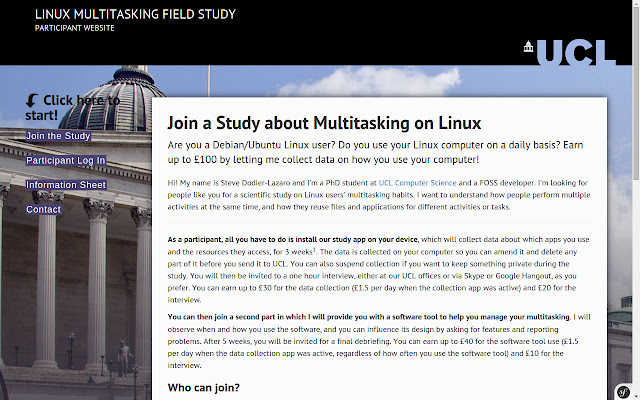 UCL Study Zeitgeist Plugin  from Chrome web store to be run with OffiDocs Chromium online
