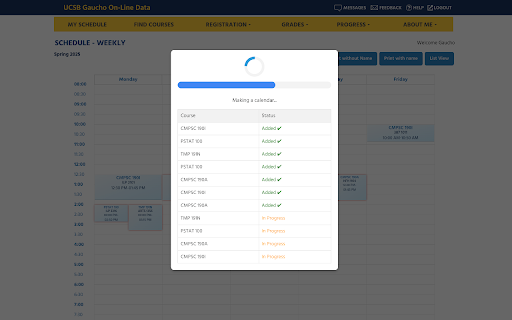 UCSB GOLD Schedule to Calendar  from Chrome web store to be run with OffiDocs Chromium online
