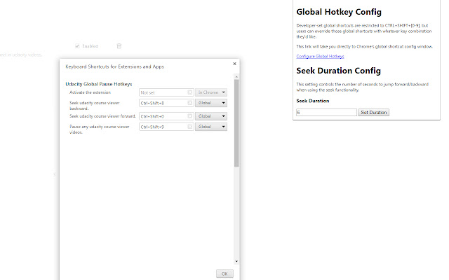 Udacity Global Pause Hotkeys  from Chrome web store to be run with OffiDocs Chromium online