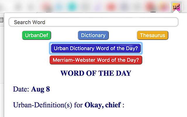 UD + Dictionary Search Tool  from Chrome web store to be run with OffiDocs Chromium online