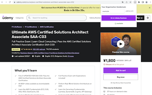 Udemy Business Linker  from Chrome web store to be run with OffiDocs Chromium online