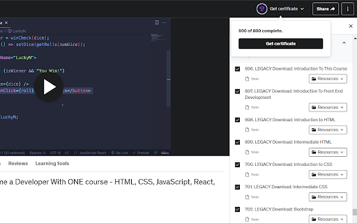 Udemy Course Completion  from Chrome web store to be run with OffiDocs Chromium online