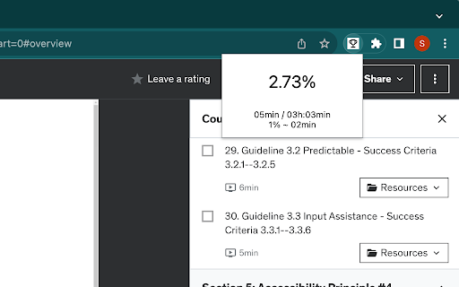 Udemy Course Progress  from Chrome web store to be run with OffiDocs Chromium online