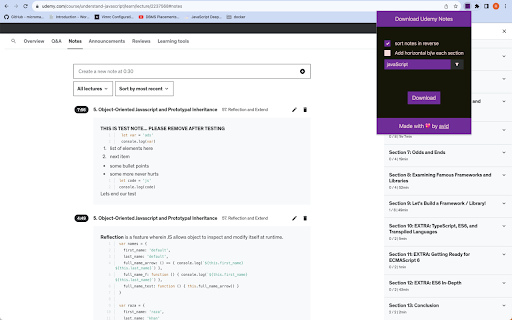 Udemy Notes Downloader  from Chrome web store to be run with OffiDocs Chromium online