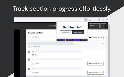 Udemy Remaining Time Calculator  from Chrome web store to be run with OffiDocs Chromium online
