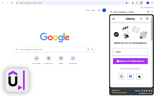 Udemy Sidepanel Tabbee  from Chrome web store to be run with OffiDocs Chromium online