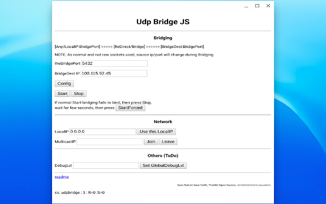 UDP Bridge  from Chrome web store to be run with OffiDocs Chromium online