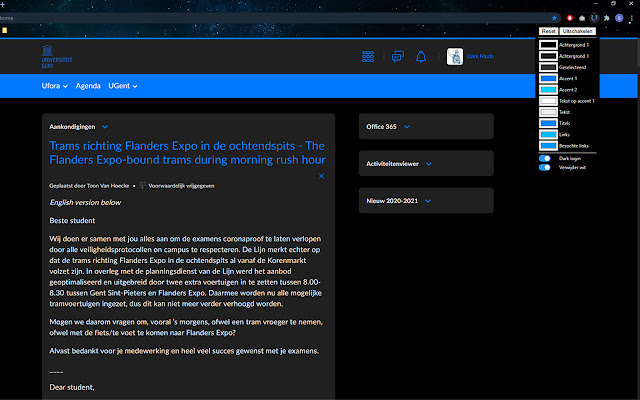 Ufora Dark Mode  from Chrome web store to be run with OffiDocs Chromium online
