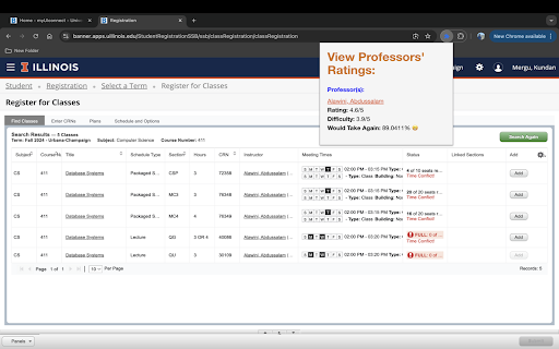 UIUCProfCritic  from Chrome web store to be run with OffiDocs Chromium online