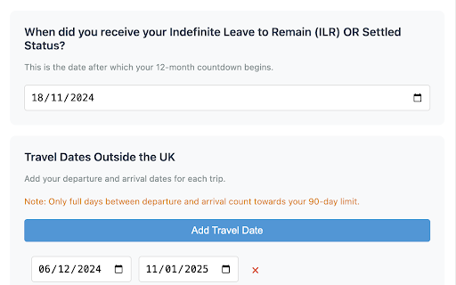 UK90Check Track Your 90 Day Rule for UK/British Citizenship  from Chrome web store to be run with OffiDocs Chromium online