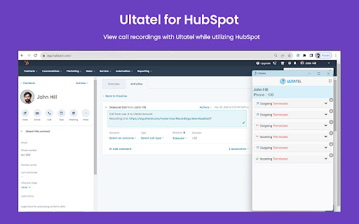 ULTATEL for HubSpot CRM  from Chrome web store to be run with OffiDocs Chromium online