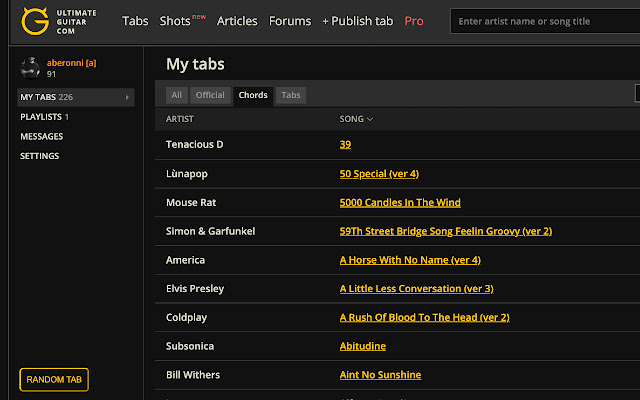 Ultimate Guitar Randomiser  from Chrome web store to be run with OffiDocs Chromium online