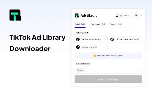 Ultimate TikTok Ad Library Downloader  from Chrome web store to be run with OffiDocs Chromium online