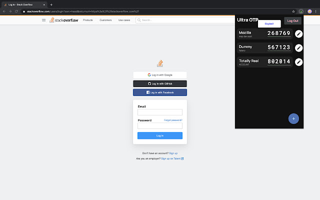 Ultra OTP  from Chrome web store to be run with OffiDocs Chromium online