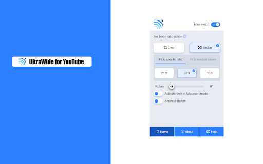 UltraWide for YouTube: custom fullscreen ratios  from Chrome web store to be run with OffiDocs Chromium online