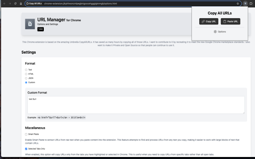 Umbrella Copy All URLs V3  from Chrome web store to be run with OffiDocs Chromium online