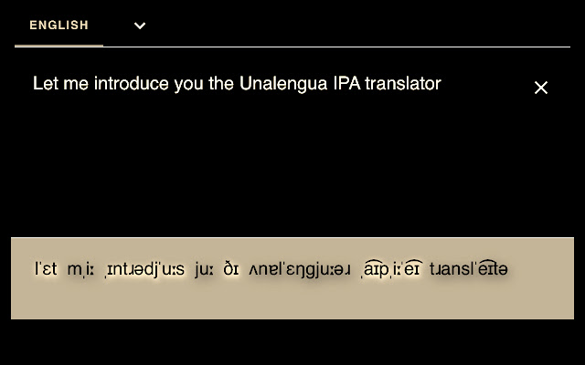 Unalengua IPA Translator  from Chrome web store to be run with OffiDocs Chromium online