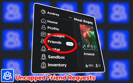 Uncapped Roblox Friend Requests  from Chrome web store to be run with OffiDocs Chromium online
