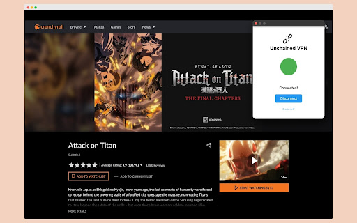 Unchained dVPN  from Chrome web store to be run with OffiDocs Chromium online