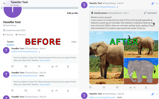 Unchain Twitter  from Chrome web store to be run with OffiDocs Chromium online