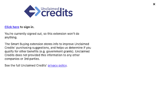Unclaimed Credits Smart Buying Extension  from Chrome web store to be run with OffiDocs Chromium online
