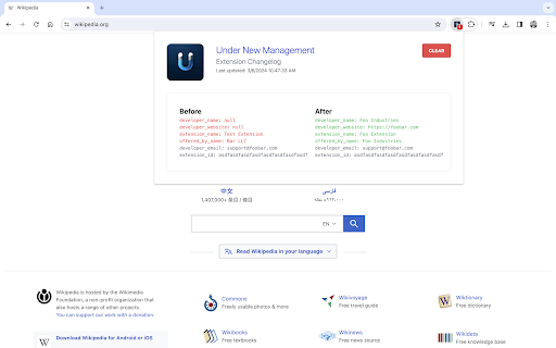Under New Management  from Chrome web store to be run with OffiDocs Chromium online