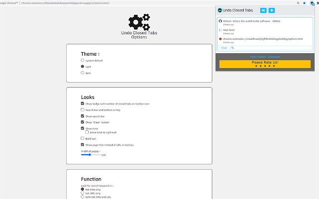 Undo Closed Tabs for Google Chrome™  from Chrome web store to be run with OffiDocs Chromium online