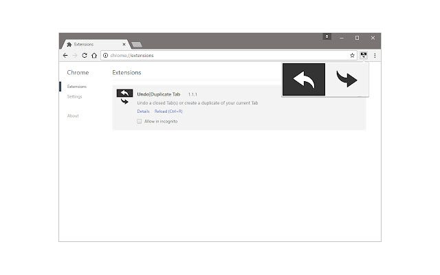Undo|Duplicate Tab  from Chrome web store to be run with OffiDocs Chromium online