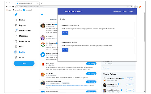 Unfollow all followers for Twitter  from Chrome web store to be run with OffiDocs Chromium online