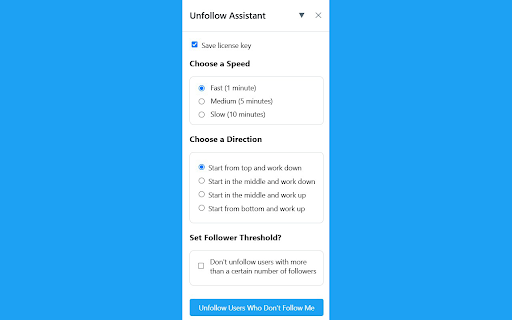 Unfollow Assistant  from Chrome web store to be run with OffiDocs Chromium online