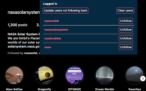 Unfollower  from Chrome web store to be run with OffiDocs Chromium online