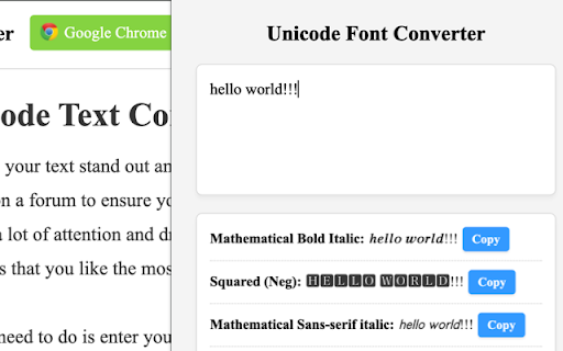 Unicode Font Converter  from Chrome web store to be run with OffiDocs Chromium online