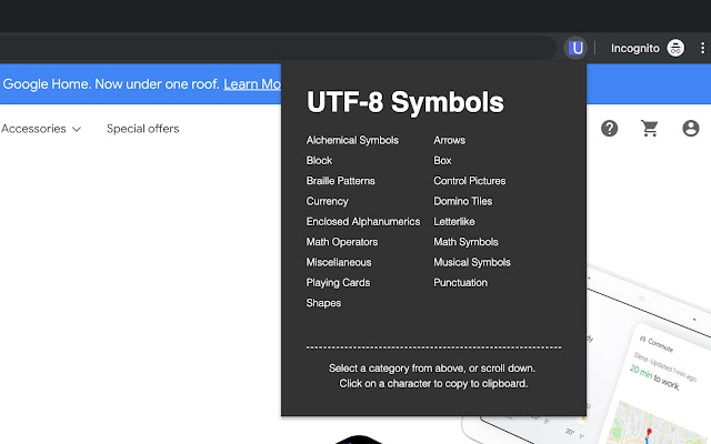 Unicode Symbol Keyboard  from Chrome web store to be run with OffiDocs Chromium online
