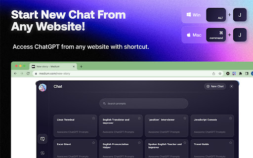 UniJump Shortcut for ChatGPT  from Chrome web store to be run with OffiDocs Chromium online