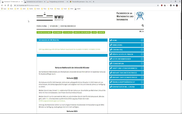 uni muenster.de CMS plugin  from Chrome web store to be run with OffiDocs Chromium online