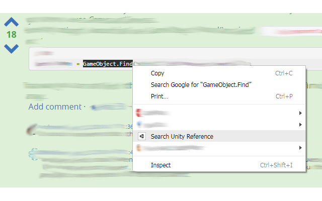 Unity Reference Right Click Search  from Chrome web store to be run with OffiDocs Chromium online