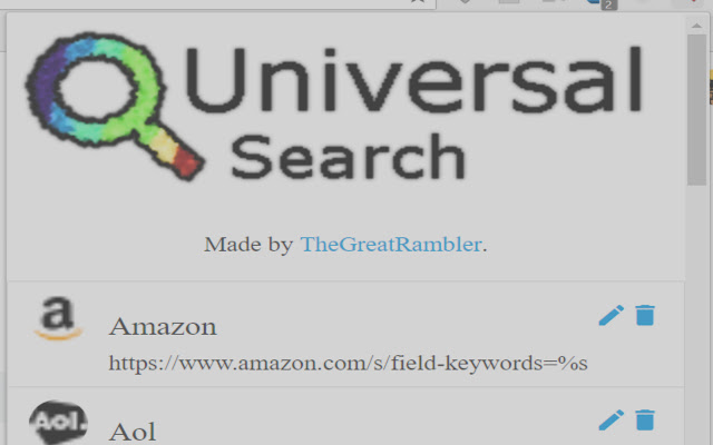 Universal Search  from Chrome web store to be run with OffiDocs Chromium online